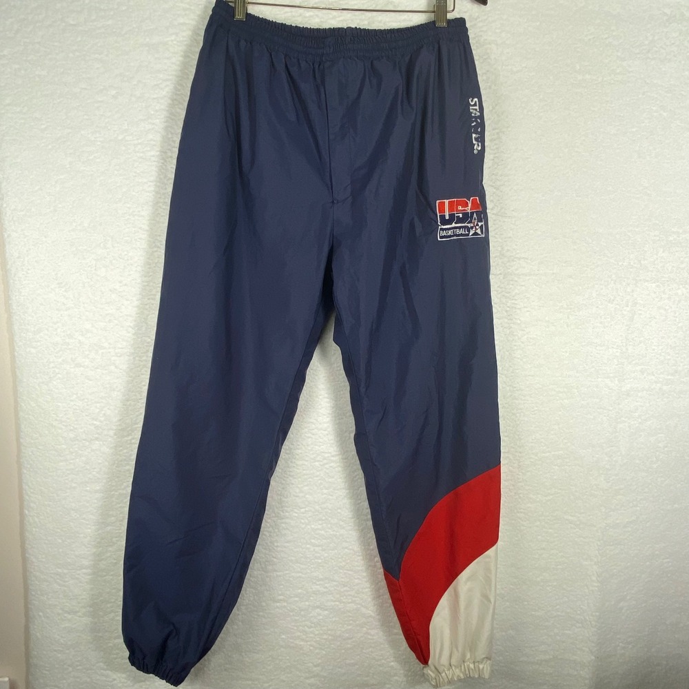 Vintage Starter USA Basketball Track Pants Navy Blue Mens Medium NBA Licensed